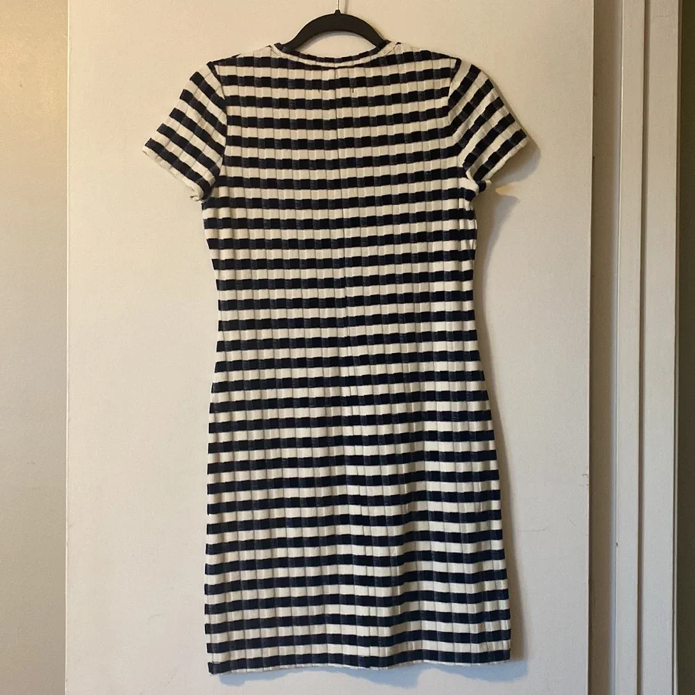 Madewell Texture & Thread Velvet Striped Tee Dress blue white - Picture 7 of 7